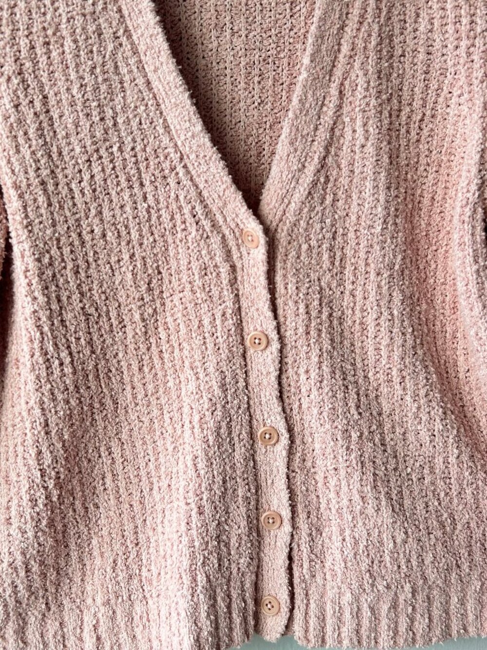 Eileen Fisher Large Pink Organic Cotton Cashmere Bouclé Cardigan Sweater - Picture 3 of 8